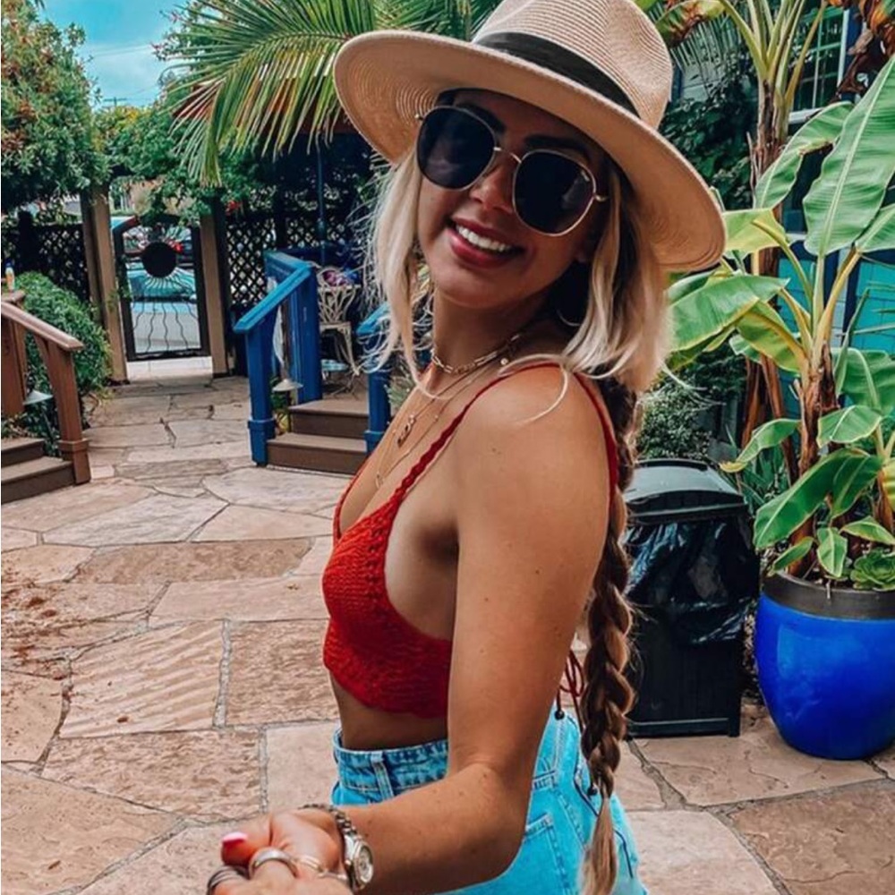 1pc Women Tape Decor Boho Straw Hat Fedora Hat For Outdoor And Daily Life - Picture 1 of 7